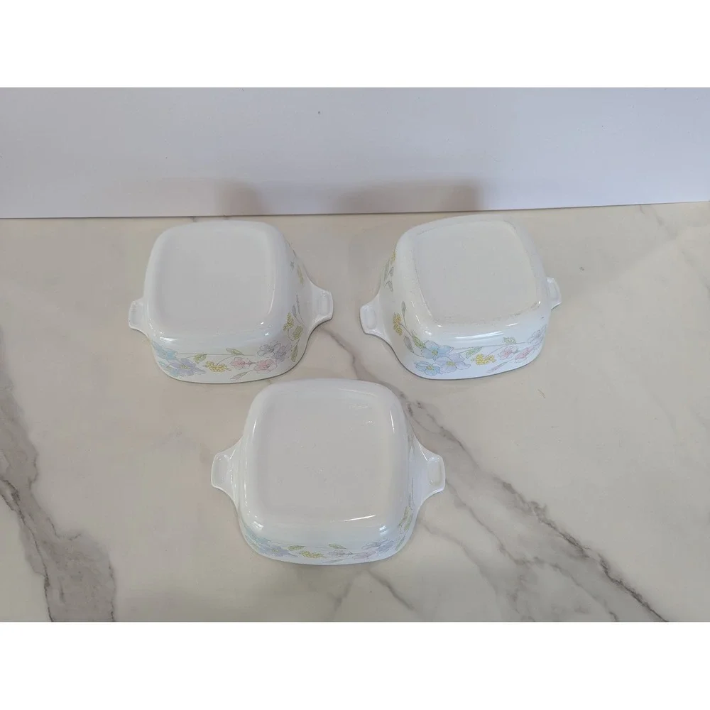 Vintage Casserole Dish Set 700mL White Pastel Bouquet Floral P-43-B